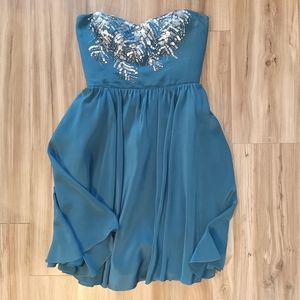 Rebecca Taylor Peacock Strapless Dress
